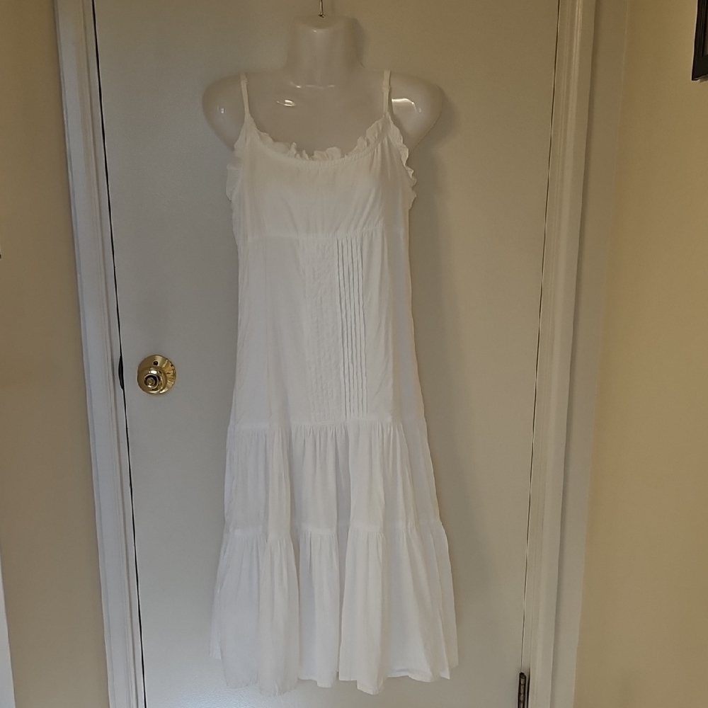 NIRVANA White Cotton Midi Dress